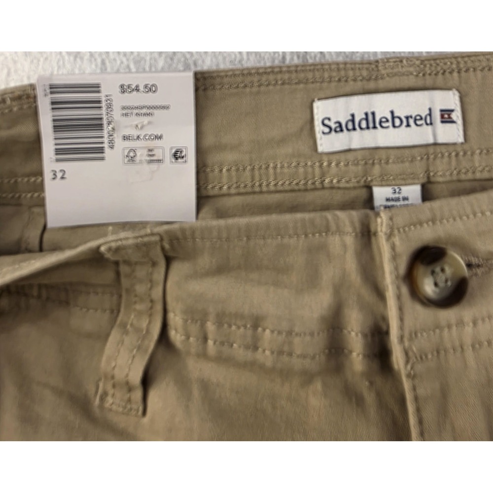 NWT Saddlebred Cargo Men's Shorts - Size: 32 - Tan Khakis Comfort CottonBlend - Picture 2 of 7